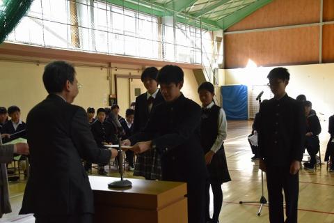 【上春別中学校】後期生徒会役員任命式・生徒総会